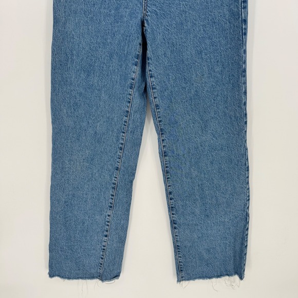 GARAGE DENIM Wide Leg Jeans High Rise Skater Blue Raw Hem Size 5 Long - Picture 3 of 6